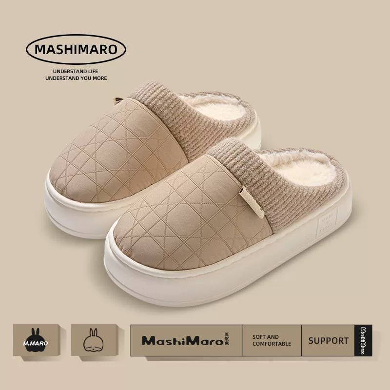 Хулиганские кроличьи хлопчатобумажные тапочки женские осенние и зимние бытовые противоскользящие в помещении