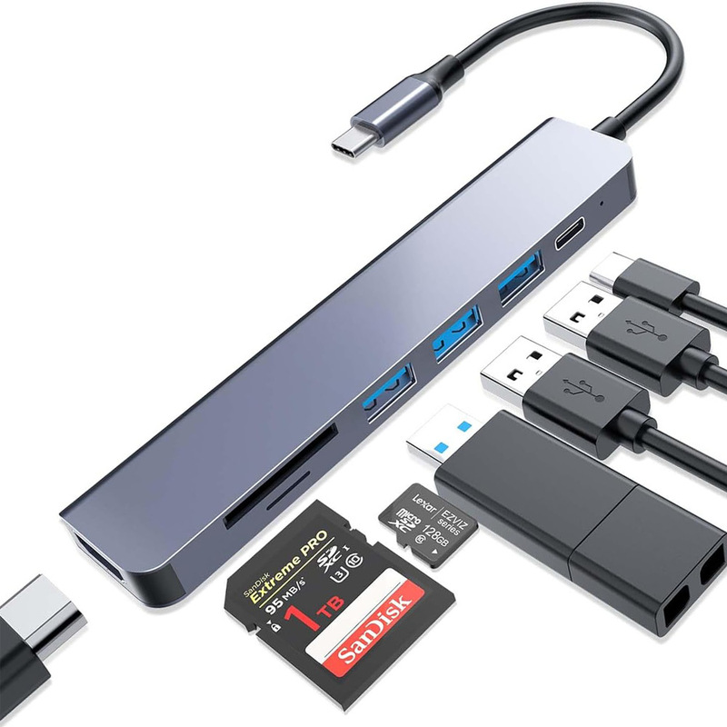 Seven-in-one expansion dock mobile phone tablet computer game handheld typec multi-function converter 7in1 docking station