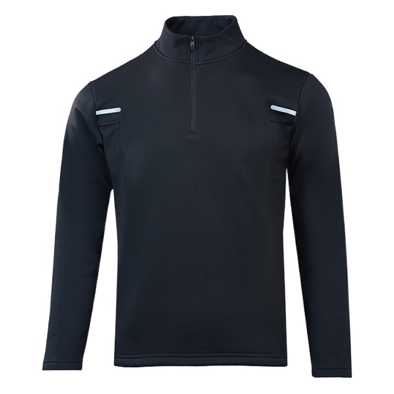 Forrado de lana media cremallera collar de pie al aire libre correr deportes ropa de algodón acolchado Otoño e Invierno hombres Camiseta de manga larga fitness tiro ropa de entrenamiento
