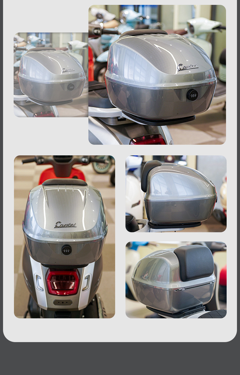 Retro Motorcycle Tail Box with Large Capacity, Scooter Rear Trunk Made of Abs Material, Large Capacity for Electric Vehicles