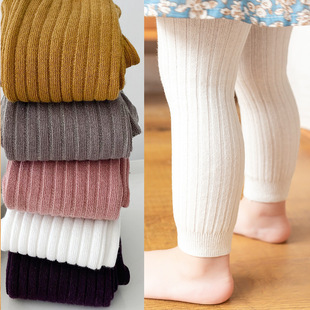 Girls' Spring and Autumn New elastic pantyhose baby children's outer wear Korean casual trousers cropped leggings cross-border