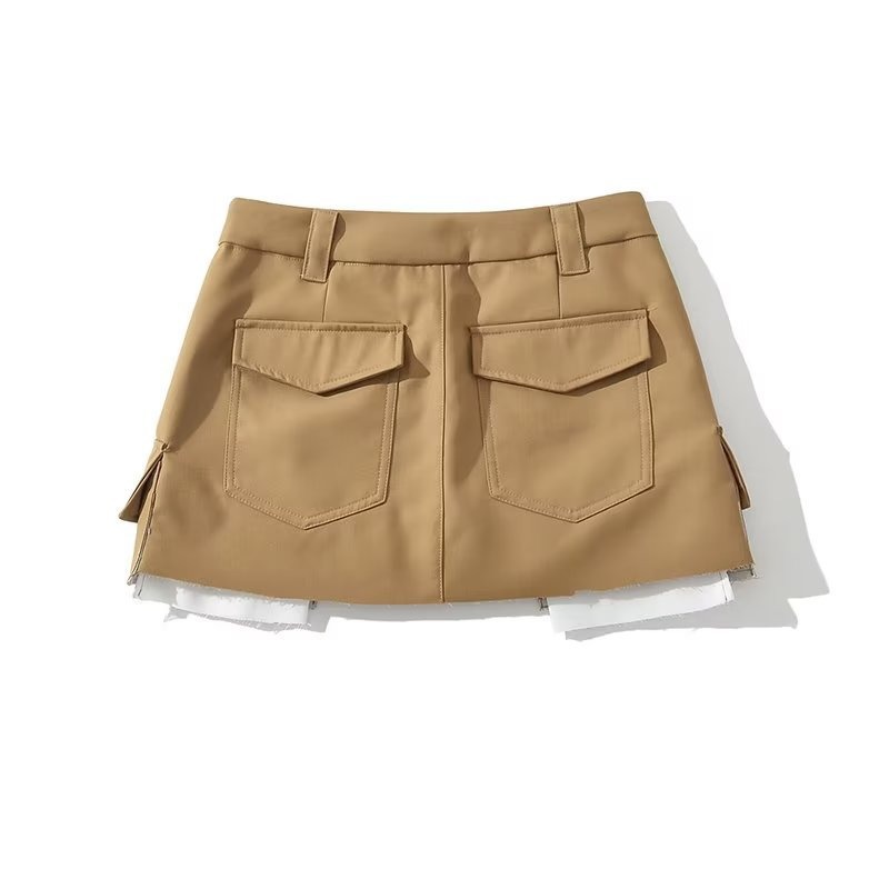 Fashionable Patchwork Pocket Skirt 4