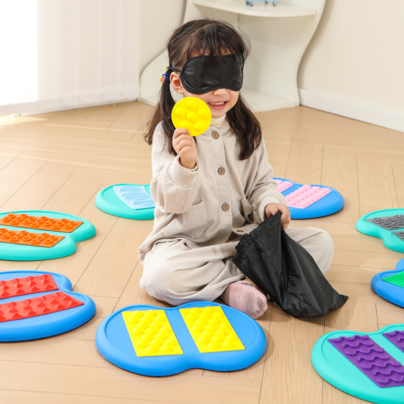 Ojos vendados emparejados placa táctil 88 placa táctil niño equipo de entrenamiento sensorial almohadilla de masaje hogar equilibrio cruzar el río piedra