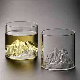 批发销售玻璃观山杯藏山杯威士忌酒杯高硼硅玻璃家用水杯创意酒杯