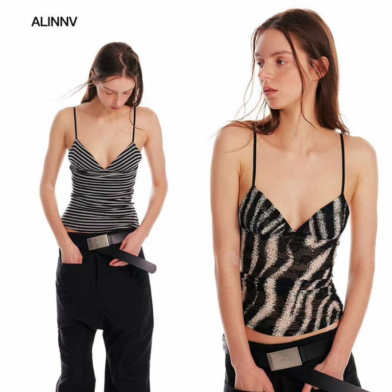 ALINNV オリジナルデザイン三角カップキャミソール女性の 2025 夏の新しいホットガールファッションスリムトップ|undefined