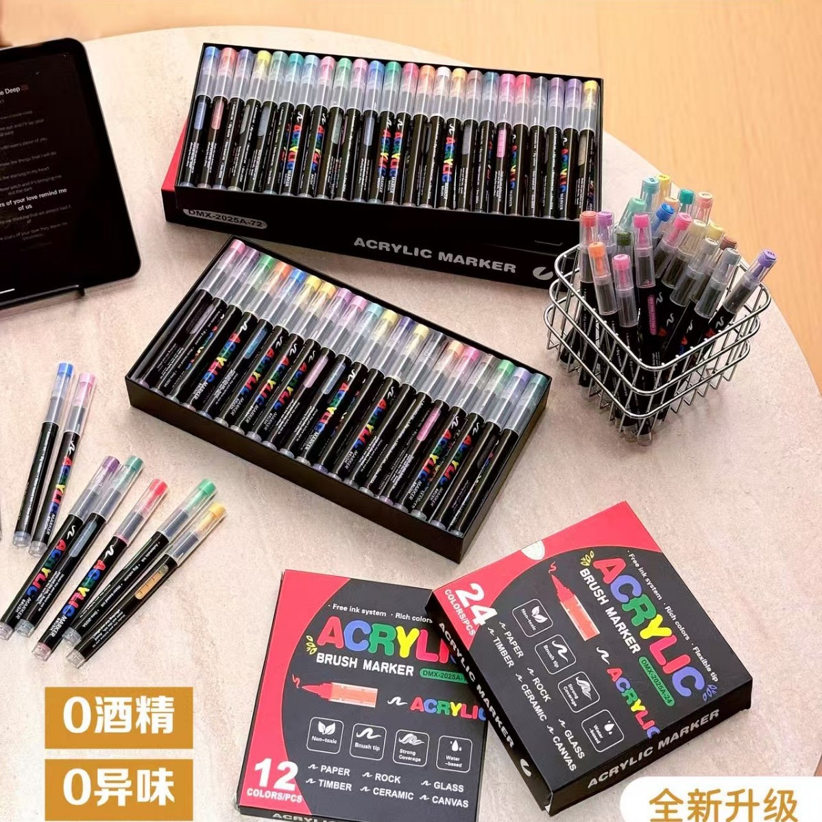 Direct Liquid Soft-Tip Acrylic Markers for Elementary School Students, Art-Specific Colored Pens for Kindergarten, Non-Transparent and Layerable Paint Pens