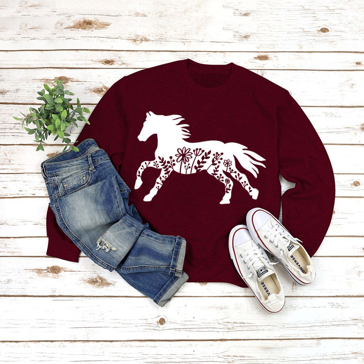 Amazon estación independiente en stock cuello redondo europeo y americano superior manga larga impresa eBay cómodo suéter transfronterizo Comercio exterior venta al por mayor