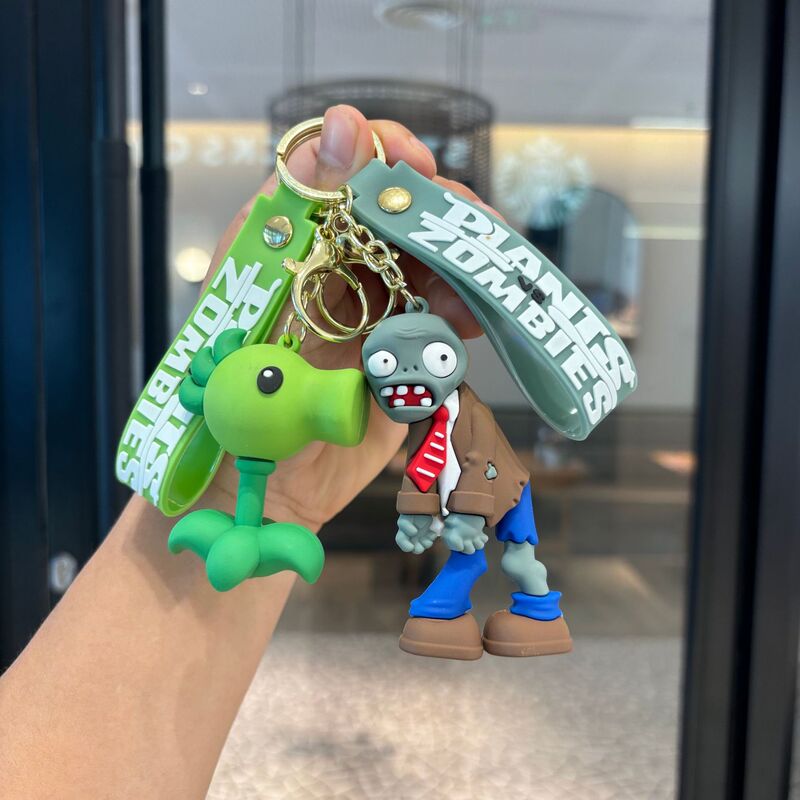 Pvc Soft Plastic Plants Vs. Zombies Doll Keychain School Bag Pendant Men's and Women's Bags Car Couple Keychain