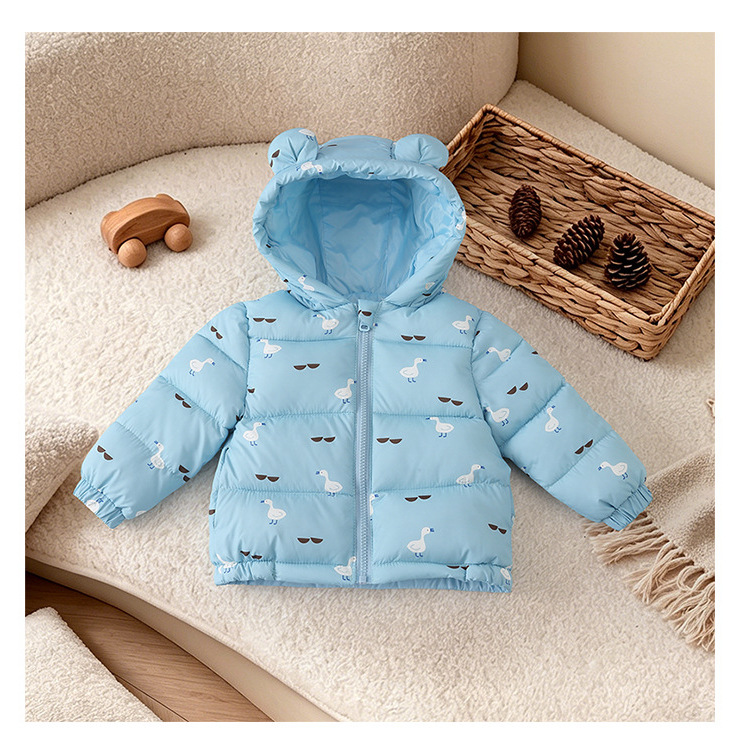 Chaqueta con Capucha Infantil con Dibujos de Fibra de Poliéster, Con Capucha, para Invierno