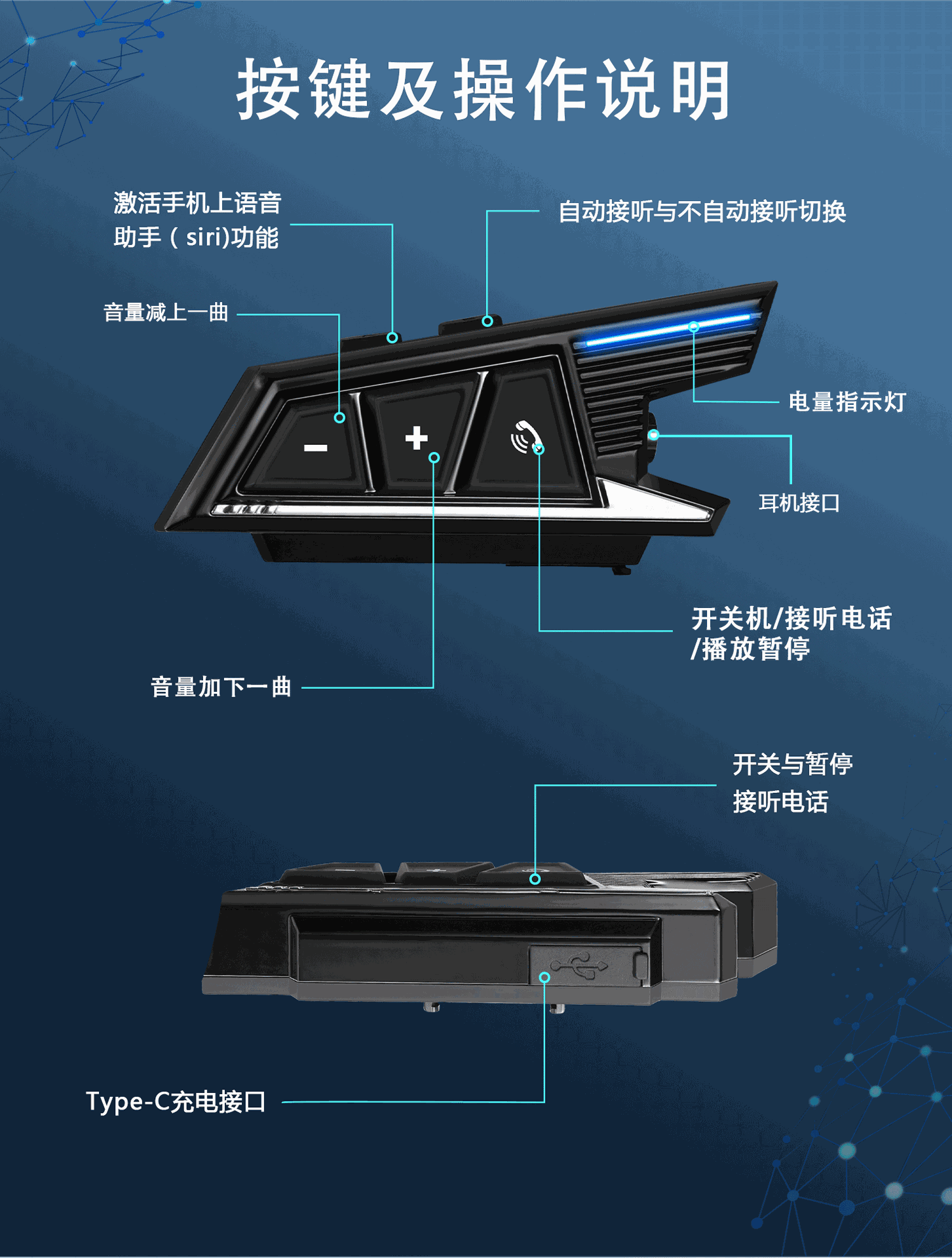 Cross-border helmet Bluetooth headset motorcycle Bluetooth music headset Bluetooth 5.3 solution 800 mA battery