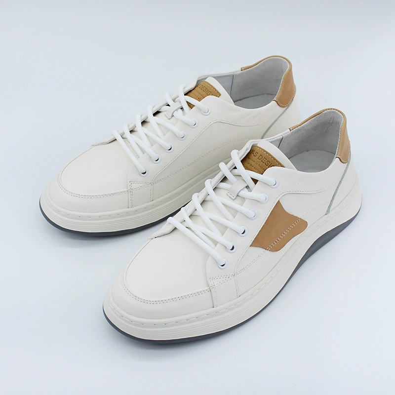 Новые кожаные кроссовки весной 2025 года мужские легкие и дышащие толстые подошвы модные кожаные туфли