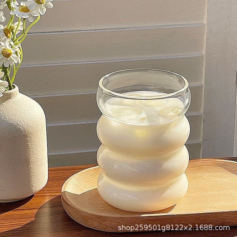 vidrio de alto silicio transparente grosado taza de una sola capa simple taza de oruga doméstica taza de bebida de jugo resistente a altas temperaturas taza de agua potable