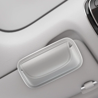 Sun Visor Storage Clip, Multifunctional: Car Glasses Clip/Bill Clip - 3113-nappa-leather-glasses-case-off-white
