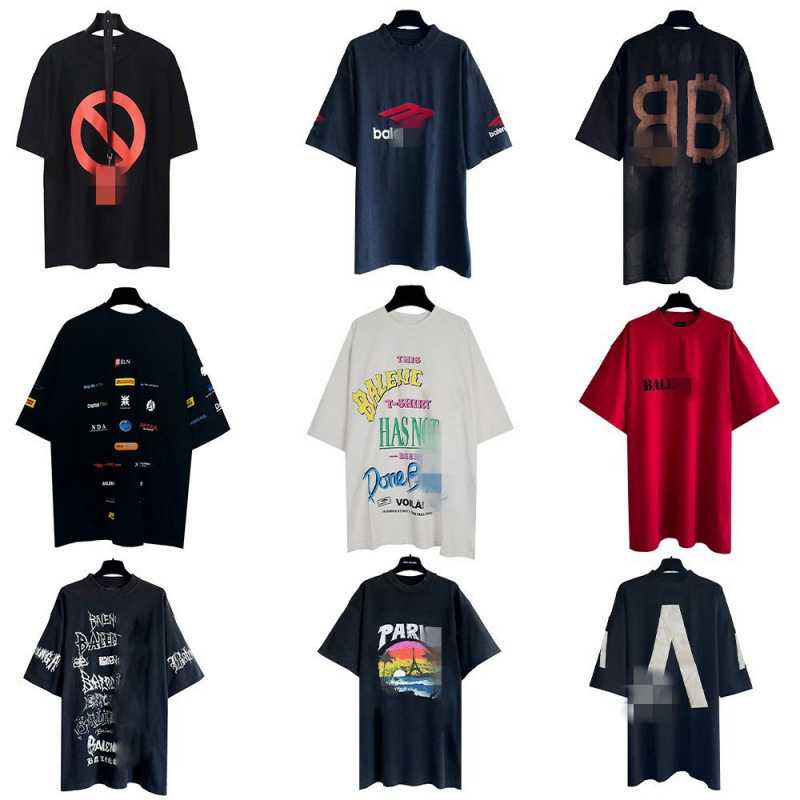 Dropshipping B-Brand Correct Version Ghosting Cola Print Short-Sleeve Unisex B-Brand High Version Small Neckline Embroidered T-Shirt Couple