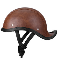 跨境電動車頭盔哈雷瓢盔半盔復古頭盔機車翹尾盔四季男女輕便式