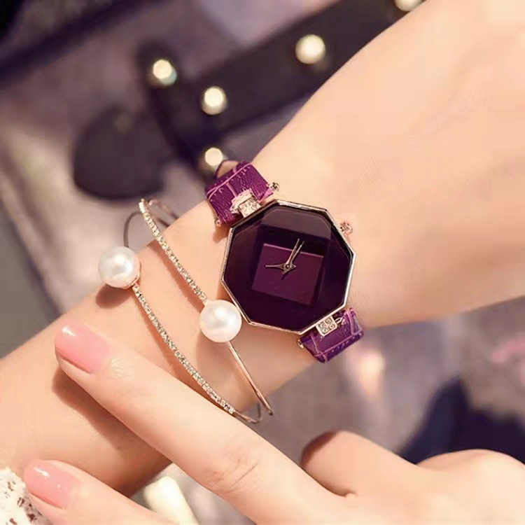 Orologio da donna alla moda in stile coreano, con cinturino per studenti, alla moda, in due pezzi, con bracciale di perle, 2 pezzi, orologio al quarzo da donna_voghion.com