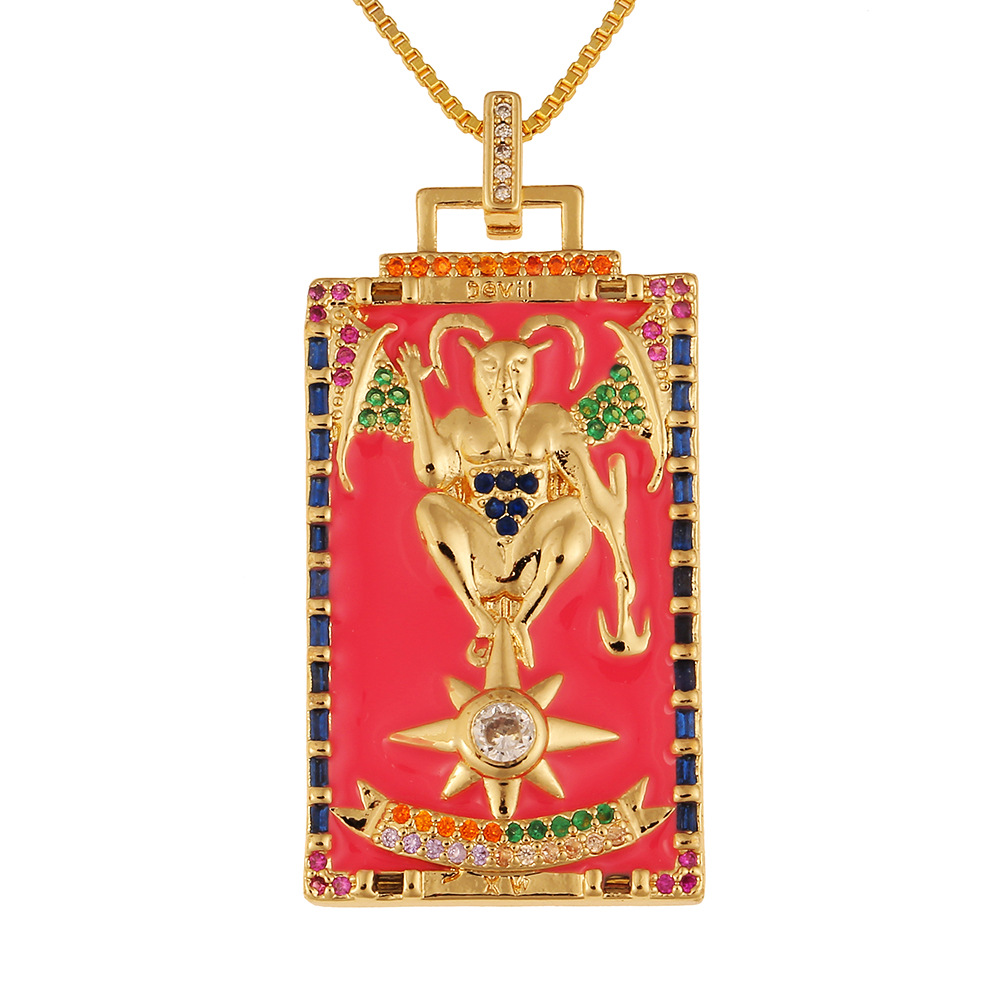 Fashion New Oil Drop Tarot Pendant Copper Zircon Necklace Wholesale Nihaojewelry display picture 6