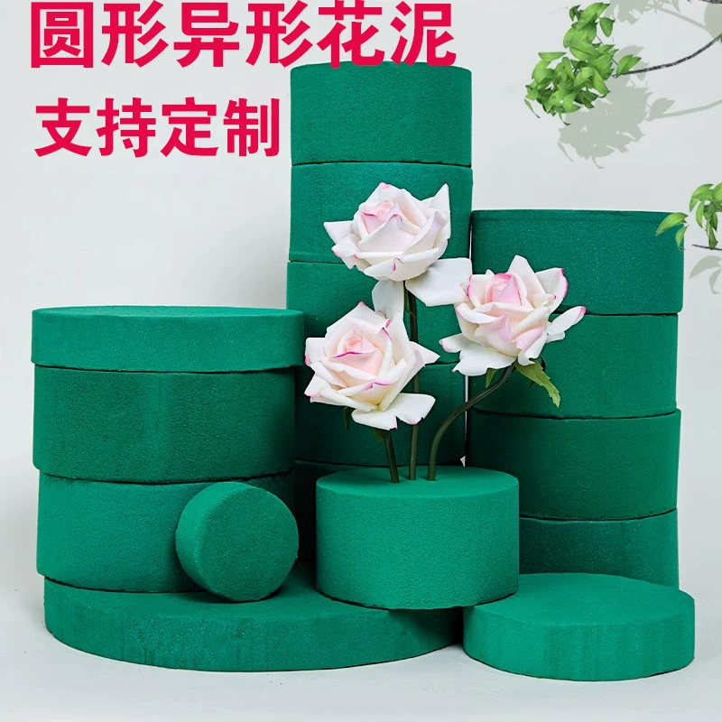 Круглая цветочная грязь, цилиндрическое ведро для благословения, материал для цветочной композиции, материал для сухой цветочной грязи, упаковка, пенопласт в форме сердца, цветочный магазин, оптовая продажа цветов