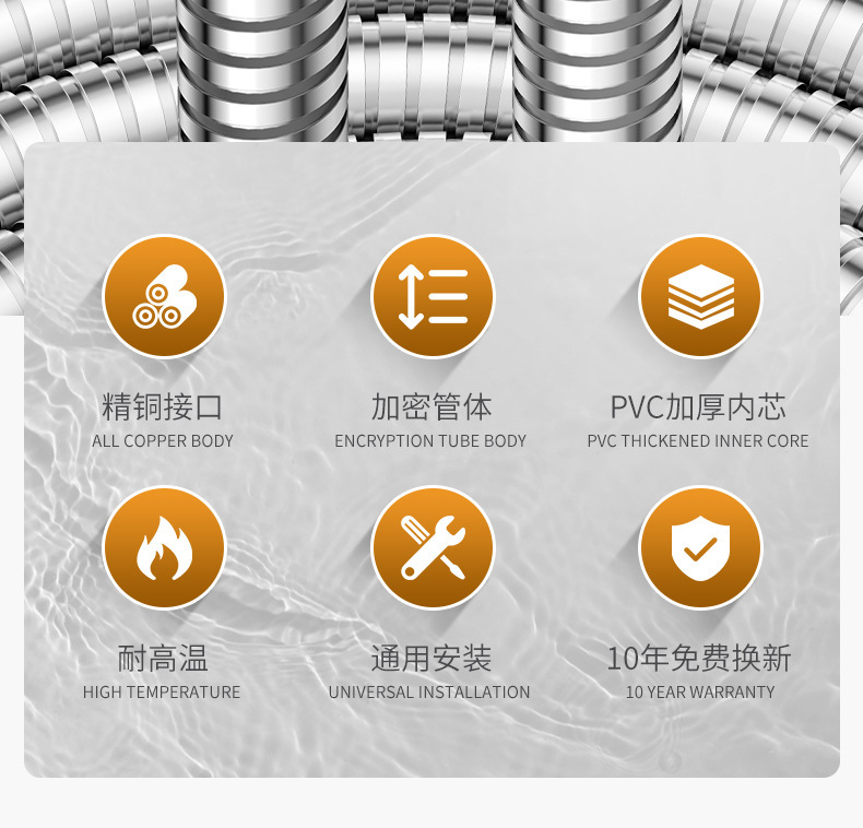 Shower hose, pressurized shower hose, household 4-point explosion-proof water pipe, rain shower hose, thickened high-pressure shower hose details Picture