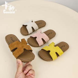 Children's Top-covered Slippers Outer Wear 2025 Summer New All-match Girls' One-line Slides Open-mouth Smile Boys' Birkenn Sandals