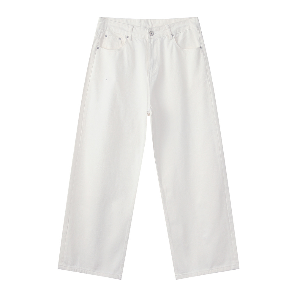 MTLCLOTHES Hombres| Coreano de color sólido casual oversize jeans de lavado de cilindro derecho