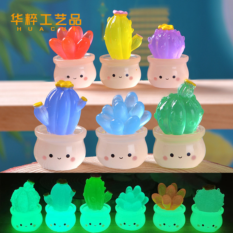 Micro-Landscape Creative Artificial Glow-In-The-Dark Succulent Cactus Potted Plant Cute DIY Decoration Accessories Desktop Small Ornaments Micro-Landscape Creative Artificial Glow-In-The-Dark Succulent Cactus Potted Plant Cute DIY Decoration Accessories Desktop Small Ornaments
