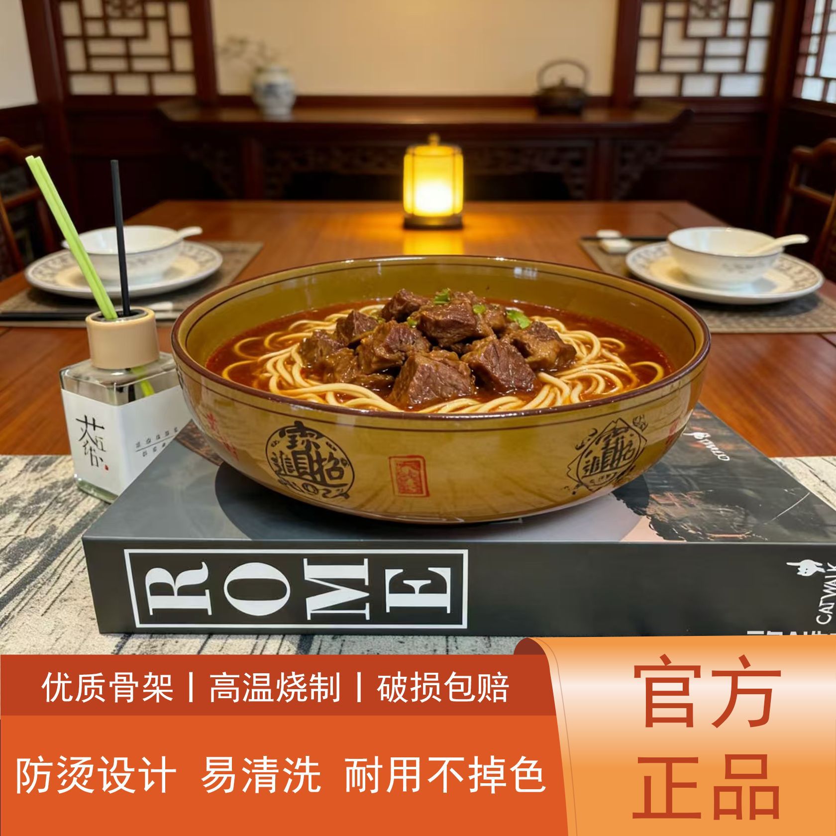 8 Large Ceramic Bowls for Commercial Use, Large Soup Bowls, Large Noodle Bowls, Household Fish Soup Bowls, Retro Style