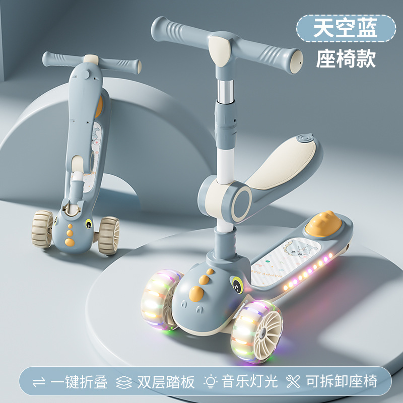 Scooter para niños 2-3-8 niña princesa niño bebé puede sentarse alto tres en uno patineta scooter