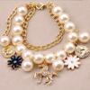 Pony from pearl, pendant, multilayer bracelet, jewelry, European style, suitable for import, new collection, flowered, South Korea