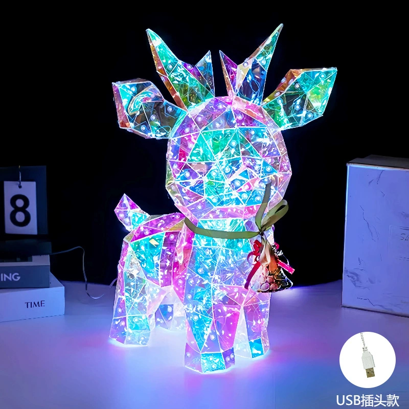 Фантазийно-цветная светящаяся LED олень фестивальная атмосфера подарки ко дню святого Валентина творческий светящийся китайский день рождения подарок свет и тень