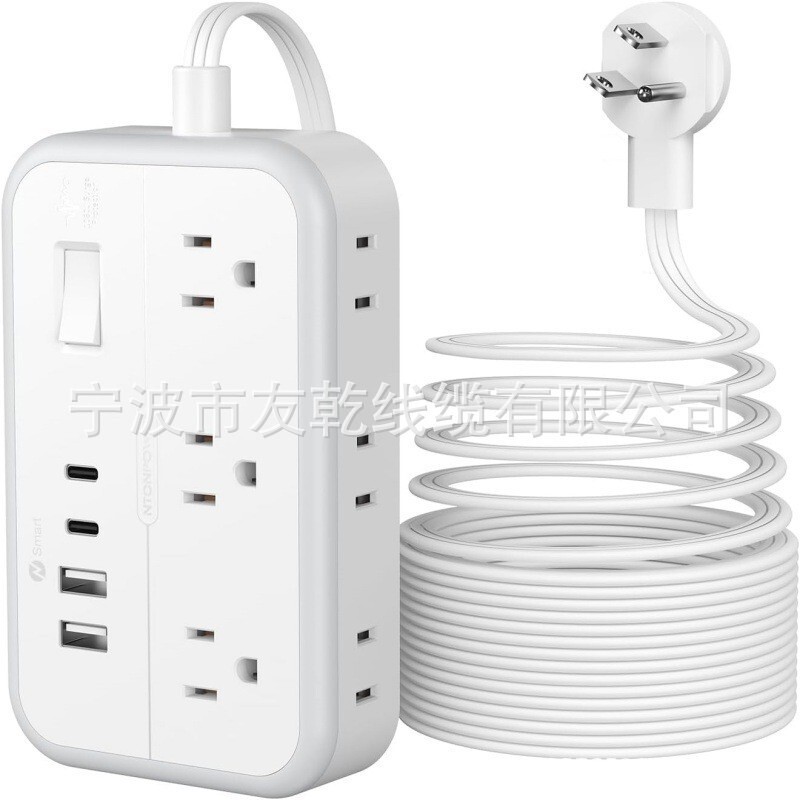 Flat Plug Extension Cord 25 Feet, Power Strip with 6 Outlets and 4 USB Ports Flat Plug Extension Cord 25 Feet, Power Strip with 6 Outlets and 4 USB Ports
