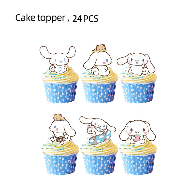 サンリオ漫画シナモンドッグ誕生日パーティー紙皿装飾旗バルーンケーキフラグハンギングスイベルセット用品|undefined
