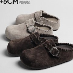 包头拖5cm增高版牛反绒博肯半拖鞋女一脚蹬2025年新款厚底穆勒拖