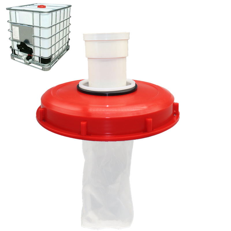 DN75 Barril de tonelada IBC transfronterizo DN110 Cubierta de filtro de plástico Cubierta de filtro 163mm con malla de filtro Cubierta de barril DN150