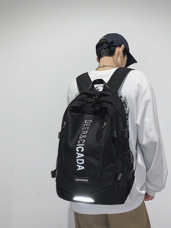 スクールバッグ女性の大容量シンプルなカジュアルバックパック 2025 新しいカレッジスタイル反射高校生大学生バックパック男性|undefined