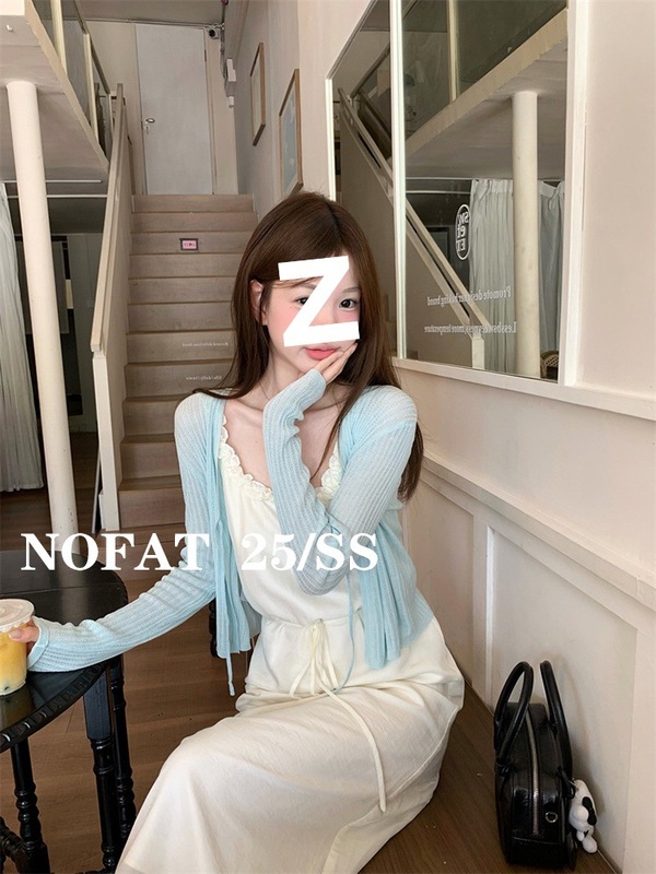 2025上新【月光诗人gloss】韩系波浪边绑带收腰连衣裙两件套套装|undefined