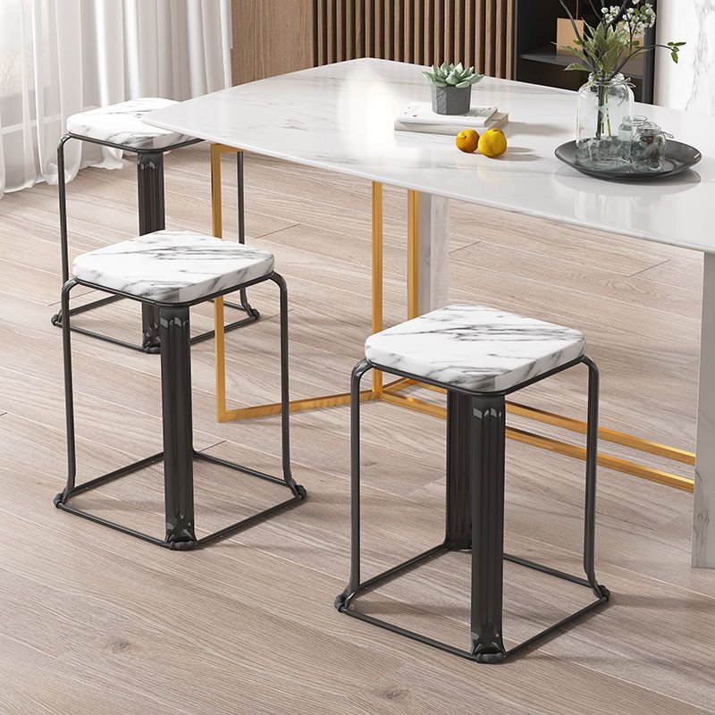 Modern Minimalist Iron Art Square Stool, Fast Food Stool, Thickened Iron Art Stool Set, Dining Table Stool, Storage Stool, Reinforced Steel Stool, Household Stool