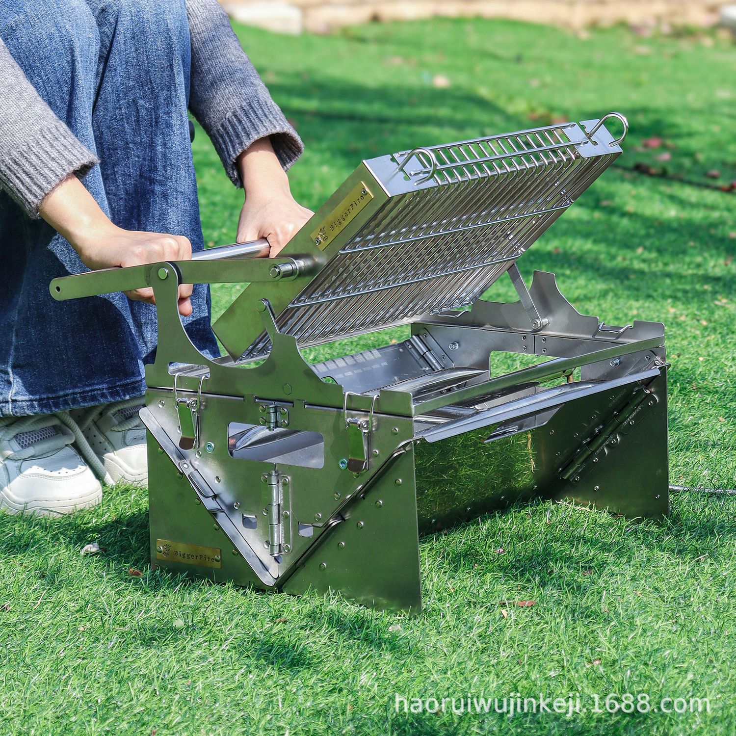 Parrilla de barbacoa rotativa desmontable para horno de barbacoa de carbón doméstico, horno de gas al aire libre, rejilla de malla rotativa