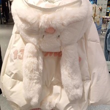 冬季新款小众设计可爱兔子小熊保暖小个子羽绒服慵懒风宽松外套女