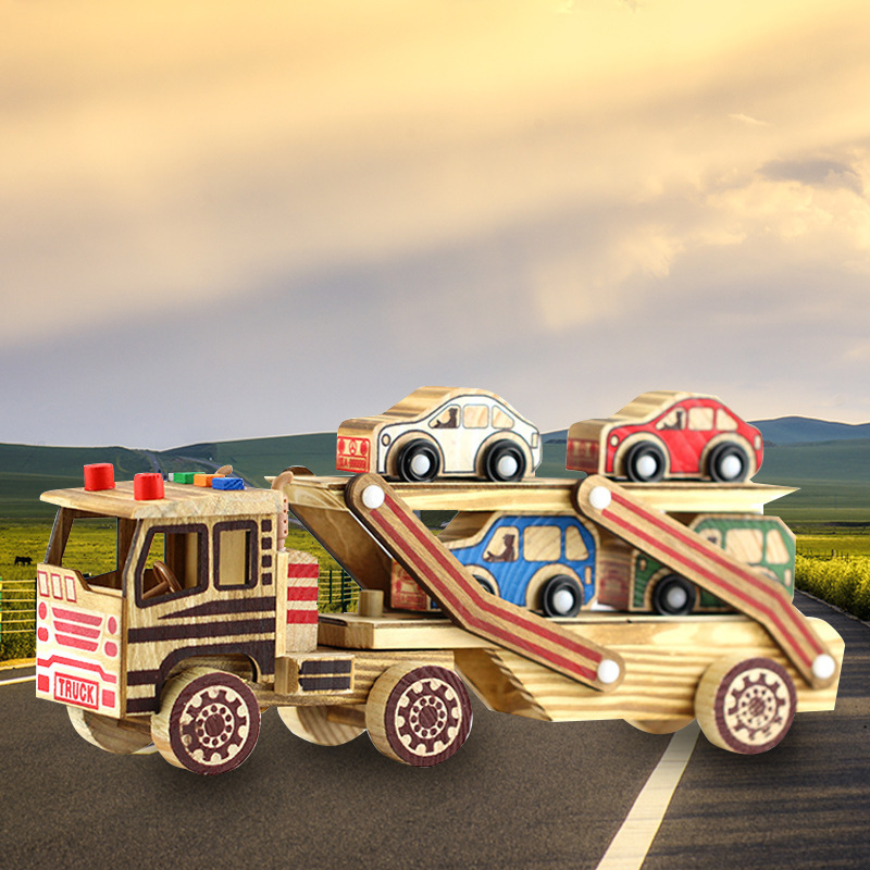 Autumn Wooden Three-Dimensional Transport Truck Crafts Car Flat Car Model Car Street Stall Toys Wholesale Autumn Wooden Three-Dimensional Transport Truck Crafts Car Flat Car Model Car Street Stall Toys Wholesale