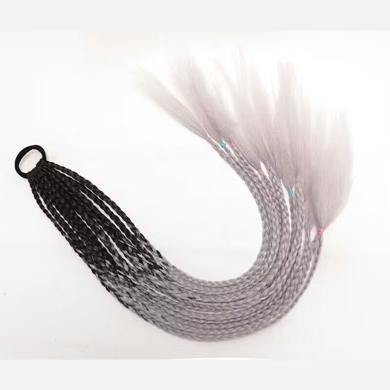 Trenza de tres hilos colorida Trenza sucia Africana Peluca de cola de caballo Color degradado Trenza pequeña Extensión de cabello de fibra química Trenza de 24 pulgadas en stock