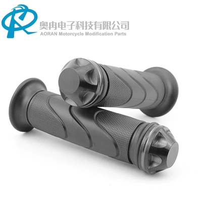 Motorcycle Moped Modified Handlebar Rubber Aluminum Alloy Handlebar Scooter Handlebar Cover Motorcycle Throttle Grip Cover (Motorcycle Handle Cover) - black