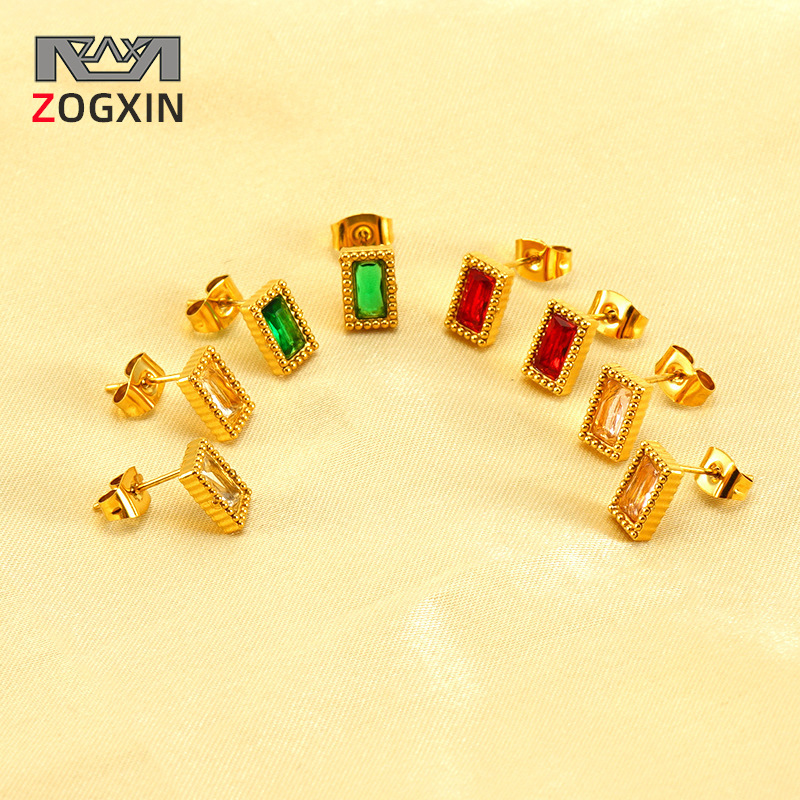 Moda europea y americana geométrica Luz de lujo de acero de titanio pendientes de acero hebilla de oreja al por mayor