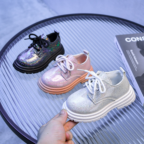 Boys' and Girls' British Style Casual Small Leather Shoes 2025 Autumn Black Soft Sole Slip-on Baby Performance Shoes for Drop Shipping