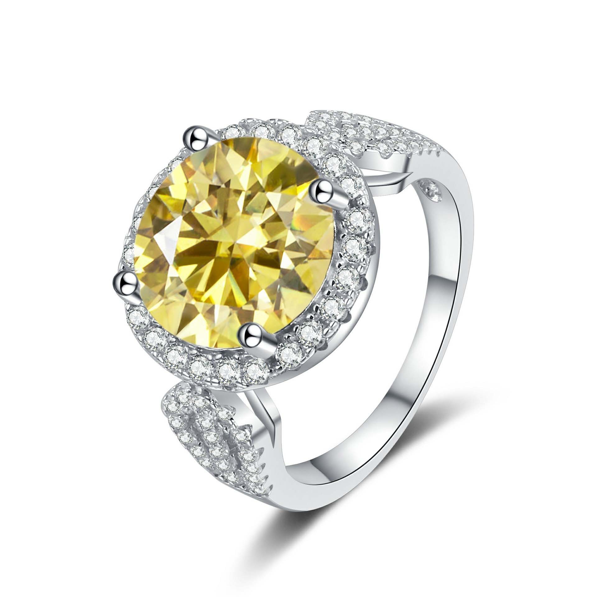 S925 plata esterlina de 5 quilates anillo de piedra de moissan, anillo de compromiso elegante de alta calidad