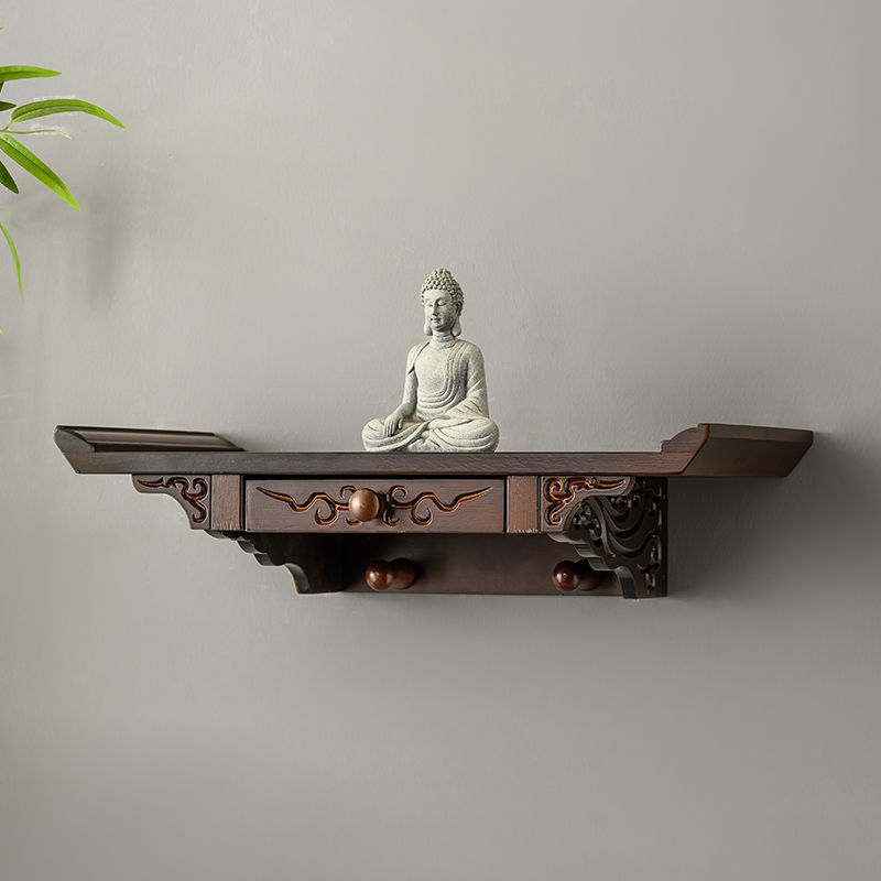 Wall-Mounted Shrine Stand for Household Use, Featuring a Cabinet for Placing the God of Wealth, Offering Table, Incense Stand, and Bracket for Guanyin Shrine Cabinet