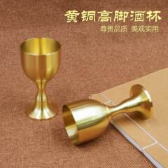 Copper wine cup, brass ancient-style tall cup, small drinking cup used to worship the god of wealth, cup for offering to Buddha, water cup, decorative item