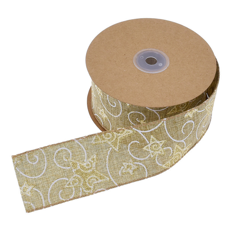 Nuevos productos transfronterizos borde de alambre imitación de tela de lino cinta de Navidad decoración de árbol de Navidad arco material de corte de borde