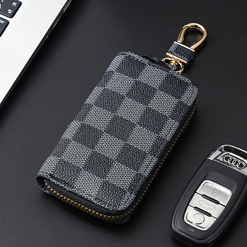 Nueva moda Litchi patrón multifuncional clave caso hombres y mujeres clave de almacenamiento de cuero caso de gran capacidad integrada clave bolsa