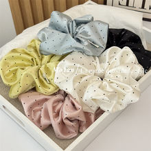 甜美小众珠光缎波点大肠发圈女高级感头花低马尾发绳气质百搭头绳